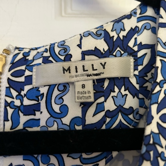 GUC Milly for Design Nation Size 8 Blue and White Stretch Cotton Dress w/pockets - Picture 2 of 5